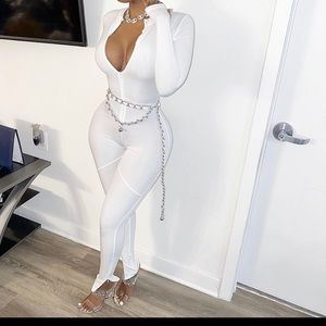 White fitted body suit